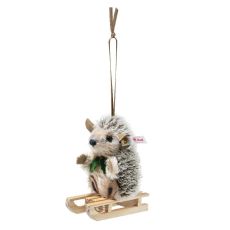 Steiff EAN 684135 Hedgehog ornament with sleigh