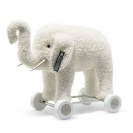 Steiff paper plush elephant on wheels 28 cm. EAN 421600